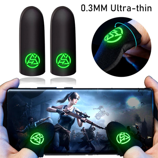 1 Pair Luminous Finger Sleeves Finger Protector Anti-Slip Breathable Thumb Gloves for Mobile Game 