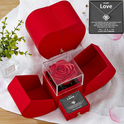 Boîte à fleurs Rose rouge + 1 Bijou pour Saint-Valentin, Cadeau d'anniversaire, demoiselle d'honneur, Livraison OFFERTE