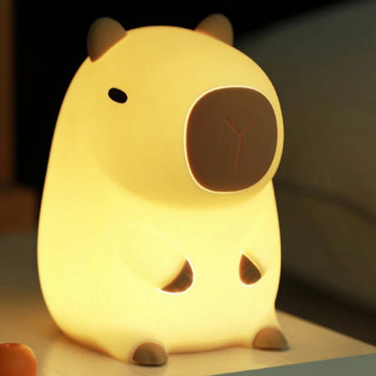 Cute Cartoon Capybara Night Lamp Silicone Pat Lamp for Children's Bedroom USB Rechargeable Timing Dimming Bedside Sleep Light