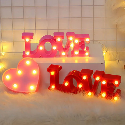 Love Heart LED Night Light Wedding Party Romantic Ornament Red Pink Birthday Christmas Home Decoration Valentine's Day Gift 