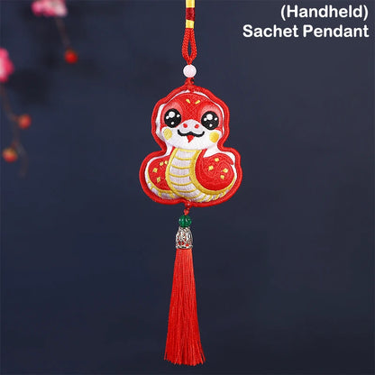 Pendentif Porte-bonheur Traditionel Brodé, Nouvel an Chinois 2025, année du Serpent